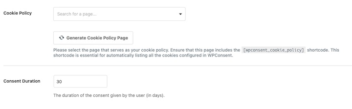 Screenshot – Easy Digital Downloads WPConsent option to generate cookie policy page in WordPress.